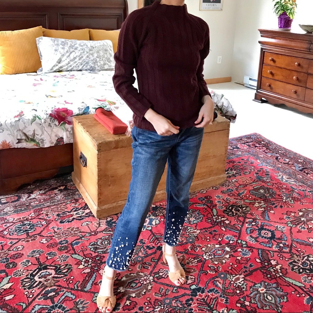 🦋 5/$15 ALPACA 111 maroon knit sweater with zip detail